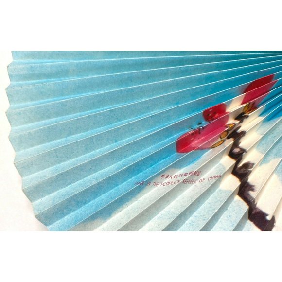 Chinese Cherry Blossoms Hand Fan Painted Circular Paper Folding Floral 10" Asian - Picture 9 of 9